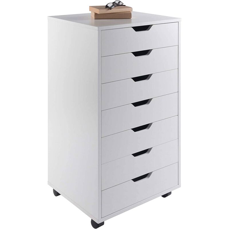 Hivvago Modern Scandinavian Style 7-Drawer Storage Cabinet Chest in White Finish