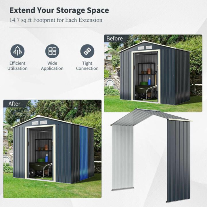 Hivvago Outdoor Storage Shed Extension Kit for 7 Feet Shed
