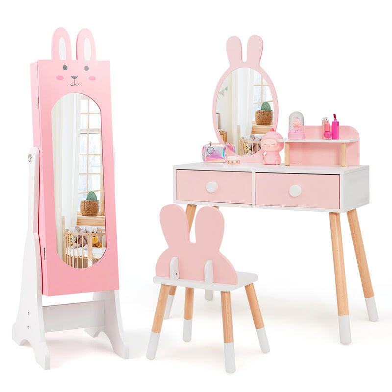 Kids Jewelry Armoire Cabinet with 2 Tilt Angles and Large Storage Capacity