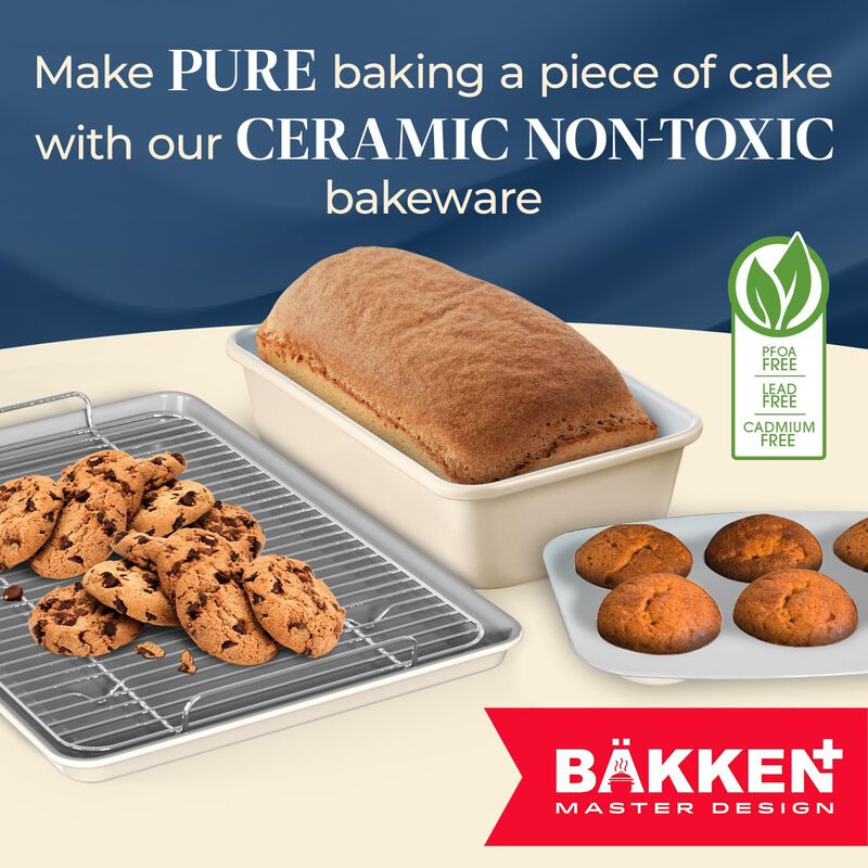 Bake with Elegance: 6-Cup Cake/Muffin Pan Set - Blue, Teal, Marble, Golden, Cream - Aluminized Steel with Ceramic Non-Stick Coating, PFOA & PFAS Free - Non-Toxic, Heavy-Duty Bakeware