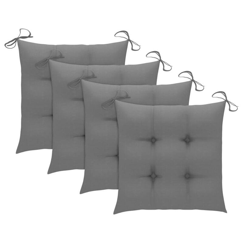 vidaXL Garden Chairs with Gray Cushions 4 pcs Solid Teak Wood