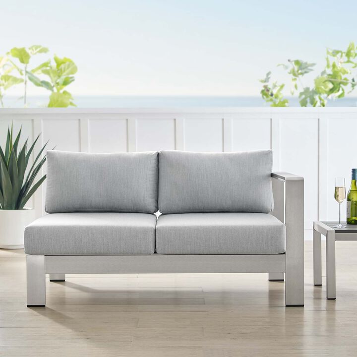 Modway - Shore Sunbrella® Fabric Aluminum Outdoor Patio Right-Arm Loveseat