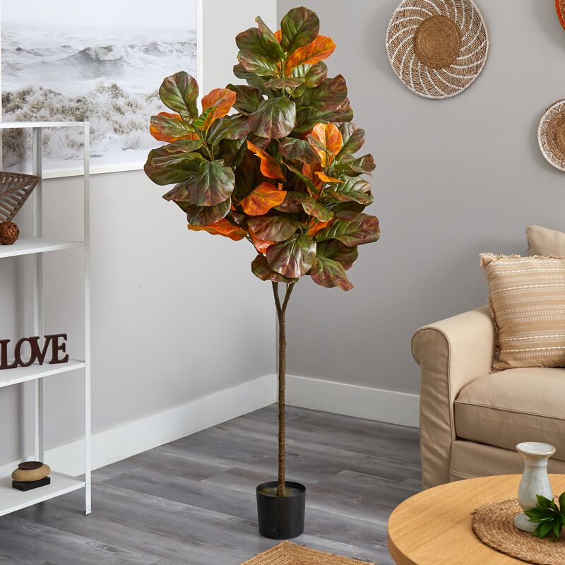 Hivvago 6 Feet Autumn Fiddle Leaf Artificial Tree