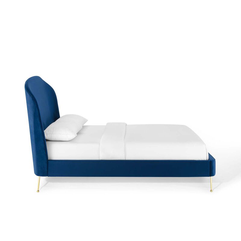 Modway - Mira Upholstered Performance Velvet Queen Platform Bed Navy