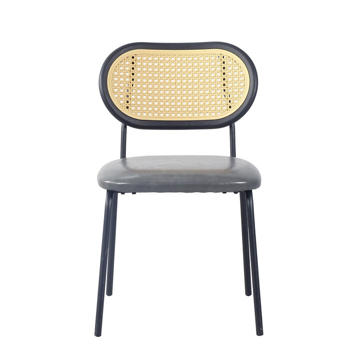 Modern Grey PU Leather Dining Chair Set of 4