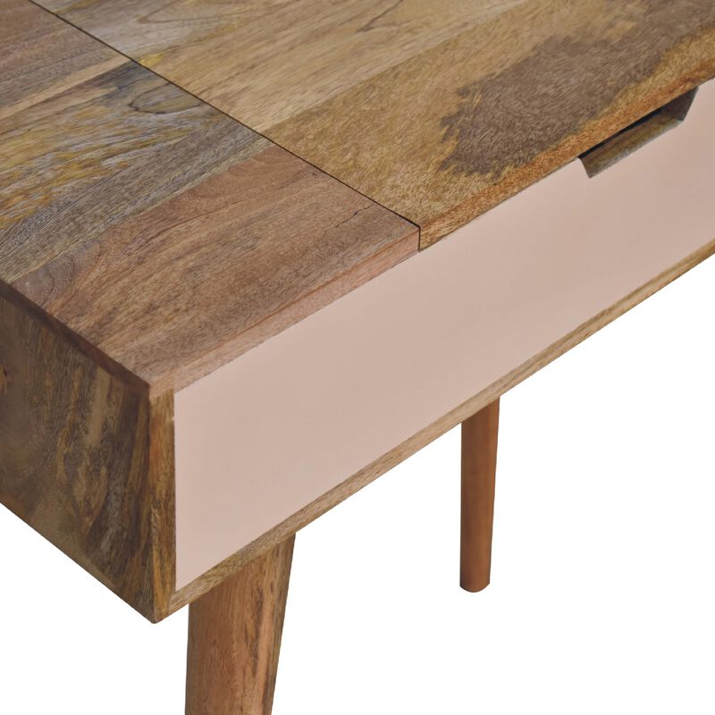 Mini Pink Dressing  Solid  Oak-ish Wood Table