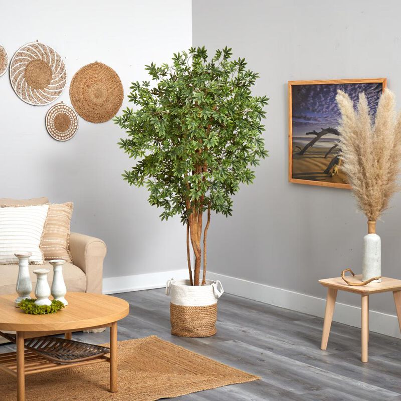 Hivvago 6 Feet Japanese Maple Artificial Tree in Handmade Natural Jute and Cotton Planter
