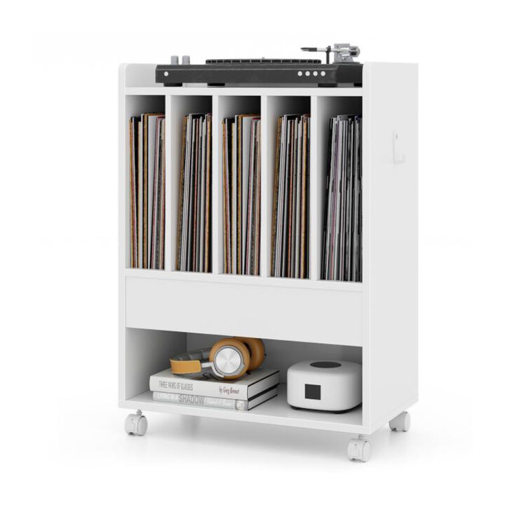 Hivvago Record Rolling Turntable Player Stand with Drawer