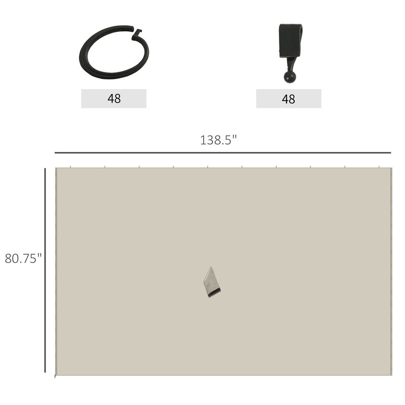 Beige Gazebo Side Panels: 10' x 13' 4-Panel Set with 48 Attachments