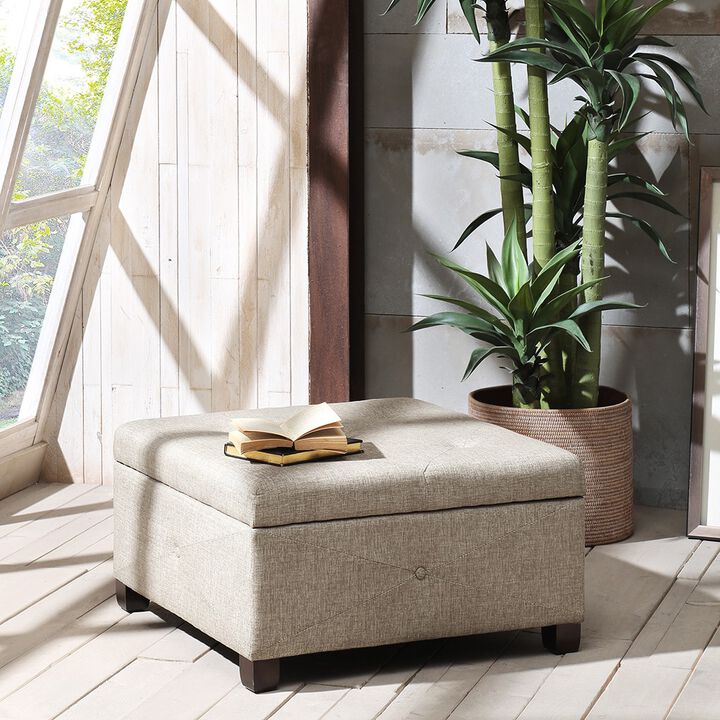 Gracie Mills Rylie Button-Tufted Square Storage Ottoman