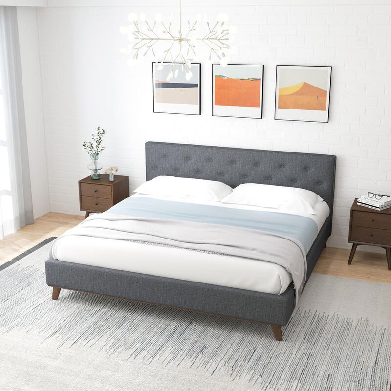 Ashcroft Furniture Co Graceville King Dark Grey Platform Bed