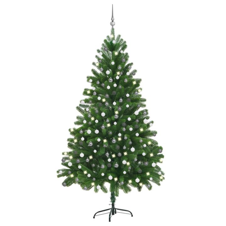 vidaXL Artificial Christmas Tree with LEDs&Ball Set 82.7" Green