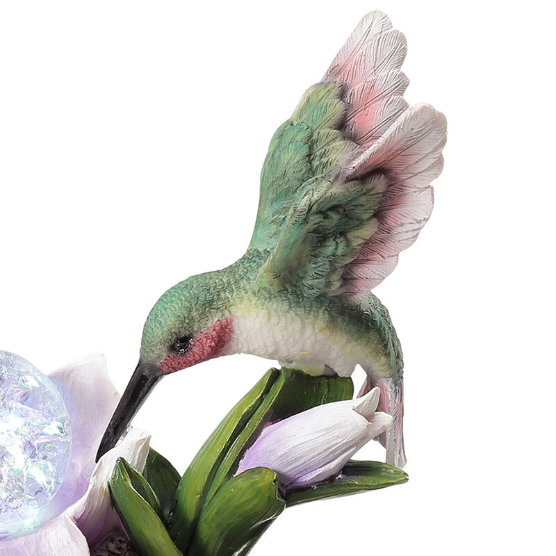 Eci 11 Inch Hummingbird Tabletop Fountain, Accent Crystal LED Light Ball - Benzara