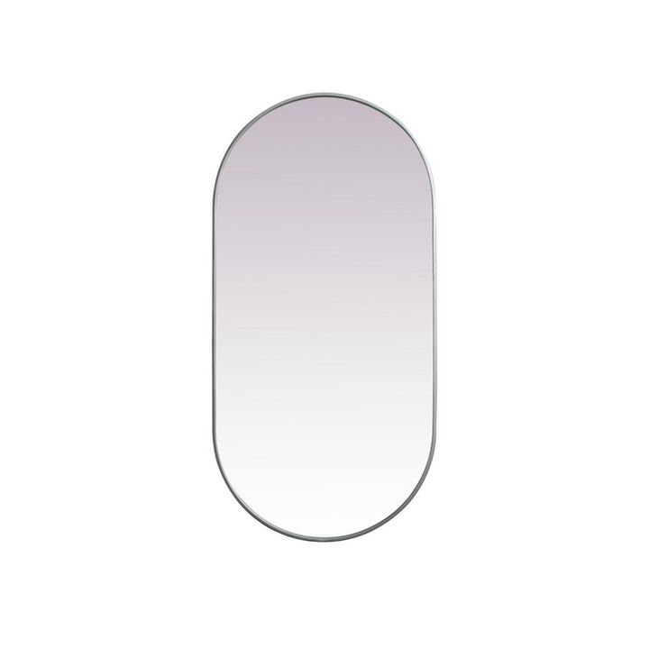 Elegant Decor Metal Frame Oval Mirror 30x60 Inch in Silver