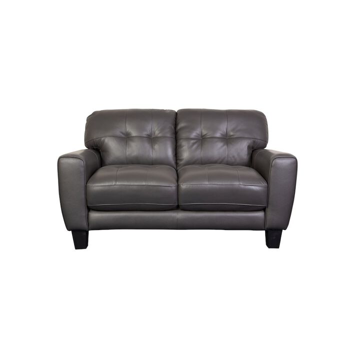 Porter Designs Penner Top Grain Leather Loveseat, Gray