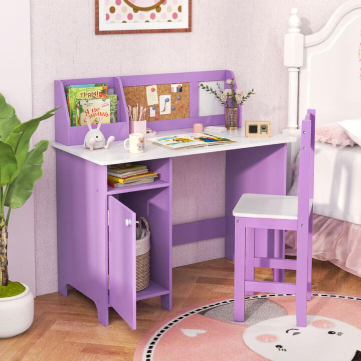 Hivvago Kids Table and Chair Set for Arts  Crafts  Homework  Home School-Purple