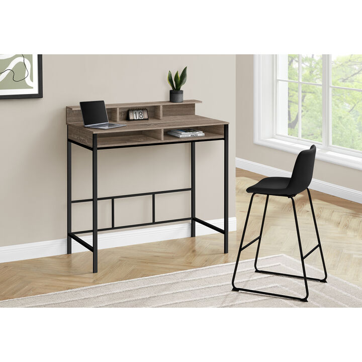 Monarch Specialties I 7702 Computer Desk, Home Office, Standing, Storage Shelves, 48"L, Work, Laptop, Metal, Laminate, Brown, Black, Contemporary, Modern