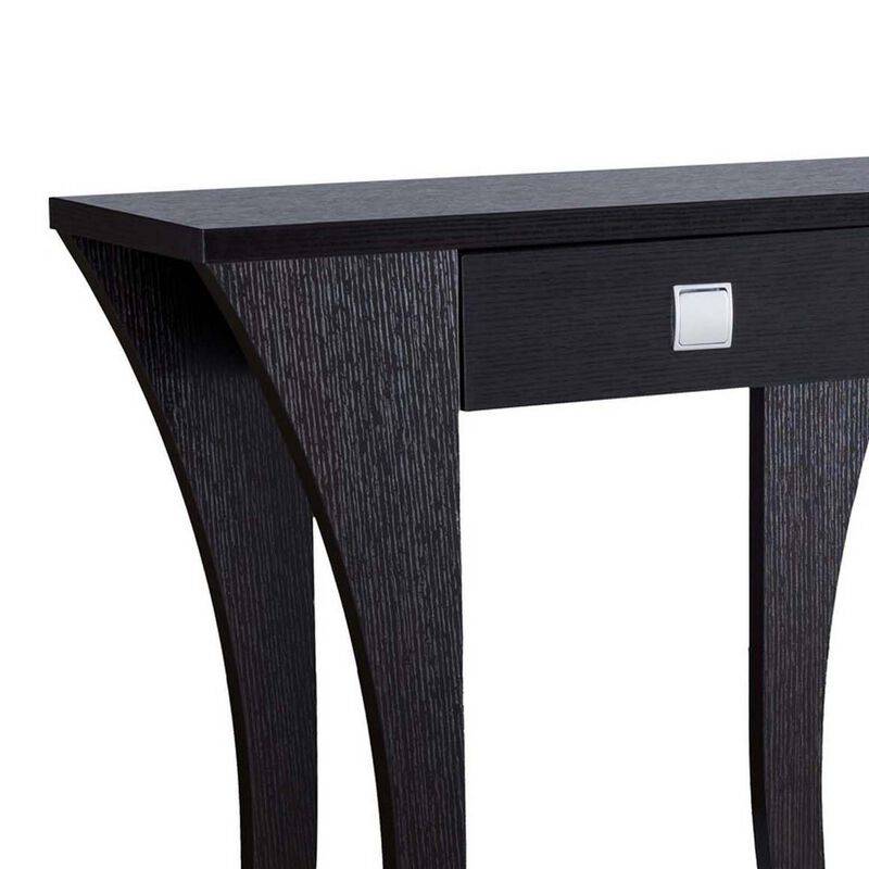 Sofa Console Table, 34 Inch, 1 Drawer, Curved Legs, Red Cocoa Brown - Benzara