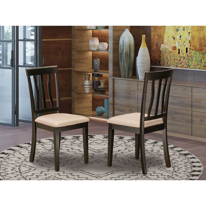 East West Furniture ANC-CAP-C Antique dining room chair for kitchen With Cushion Seat in Cappuccino Finish