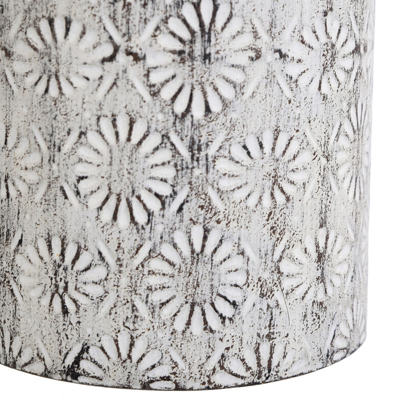 Large White Washed Floral Vase