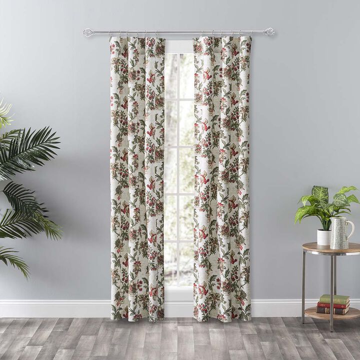 Ellis Curtain Madison Floral Design Printed Natural Ground 3" Rod Pocket Tailored Panel Pair