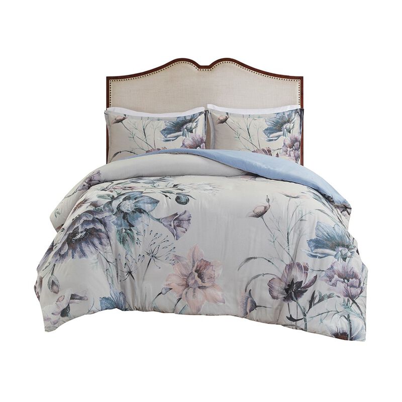 Gracie Mills Kyrie 3-Piece Cotton Printed Duvet Cover Set