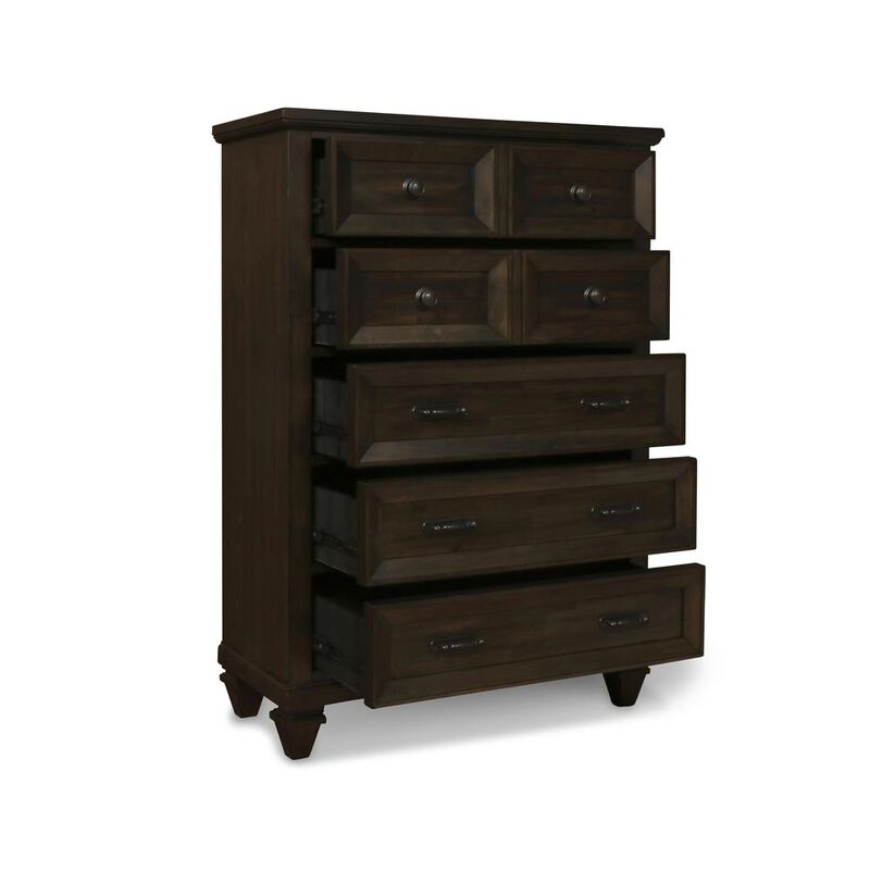 New Classic Furniture Furniture Sevilla Solid Wood 5-Drawer Chest in Walnut