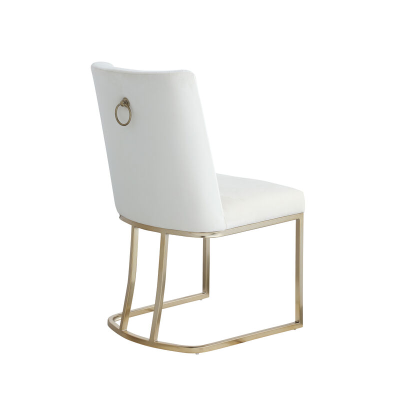 Dining Chairs, Velvet Upholstered Side Chair, Metal Legs (Set Of 2)