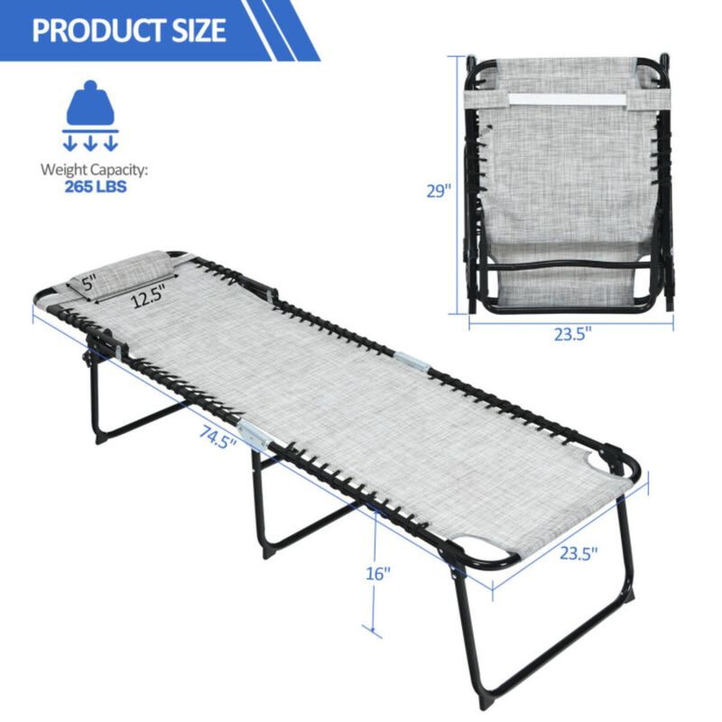 Hivvago Foldable Recline Lounge Chair with Adjustable Backrest and Footrest