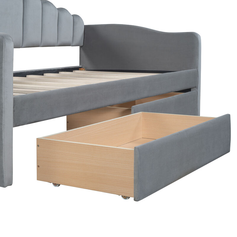 Merax Upholstered Daybed Bed Frame with 2 Drawers