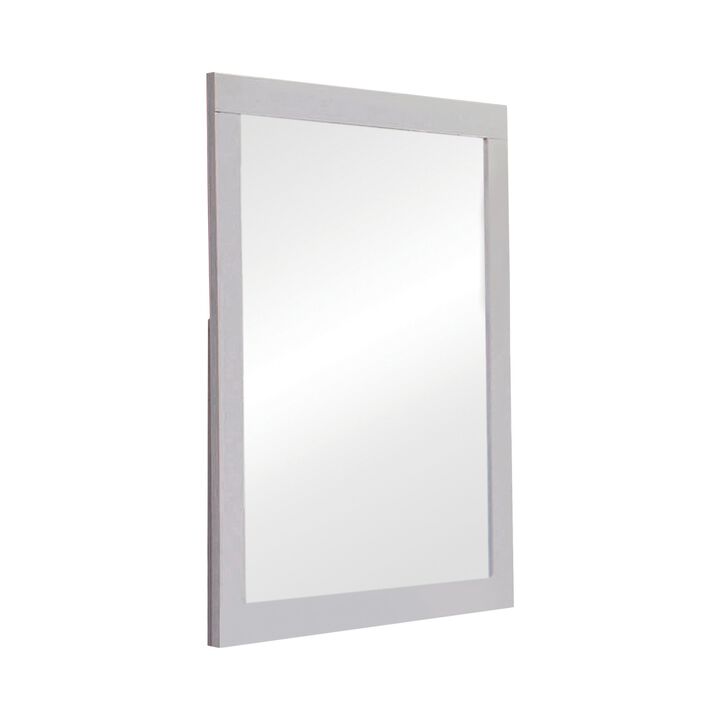 Wooden Frame Mirror with Mounting Hardware, White-Benzara
