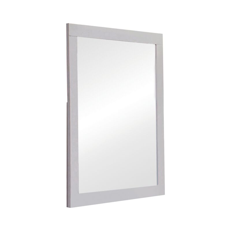 Wooden Frame Mirror with Mounting Hardware, White-Benzara