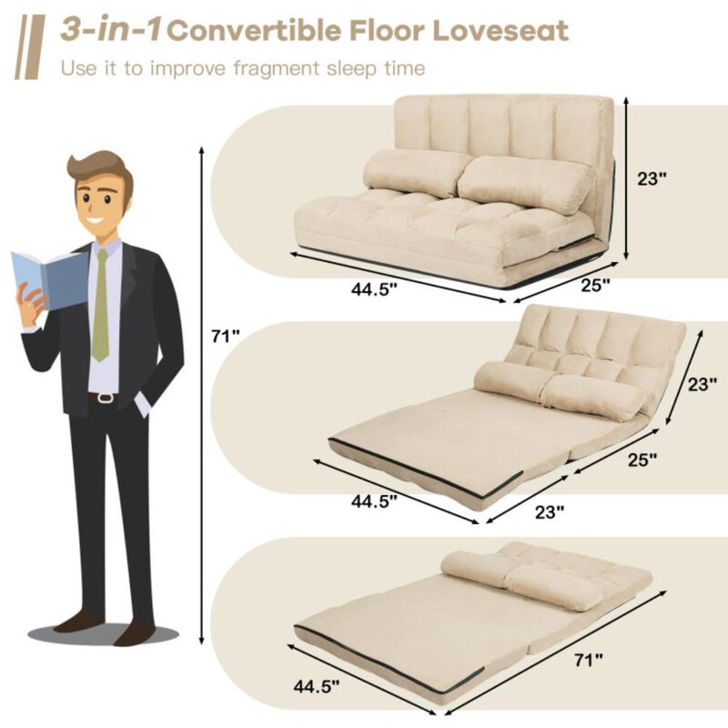 Hivvago 6-Position Foldable Floor Sofa Bed with Detachable Cloth Cover
