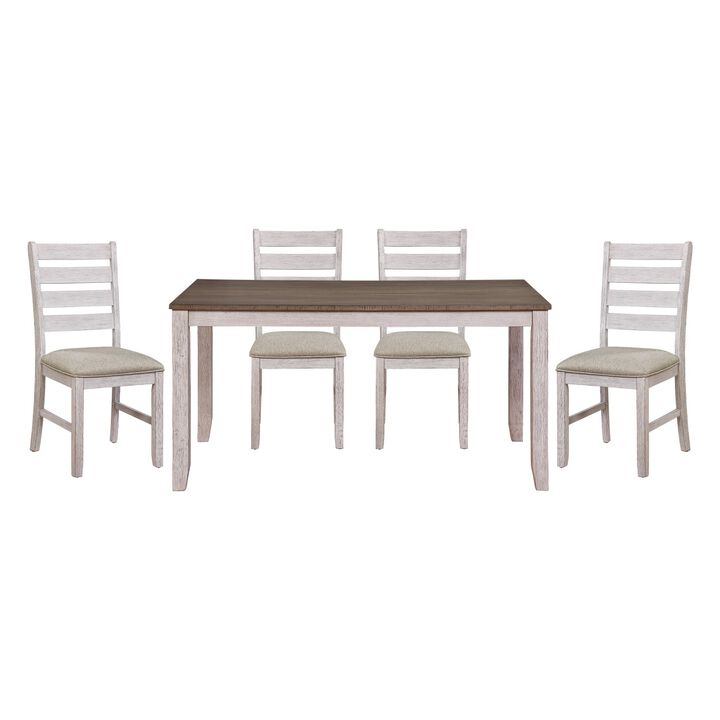 Ish And Brown Finish Casual Dining Room Furniture 5 Piece Dining Set Rectangular Wooden