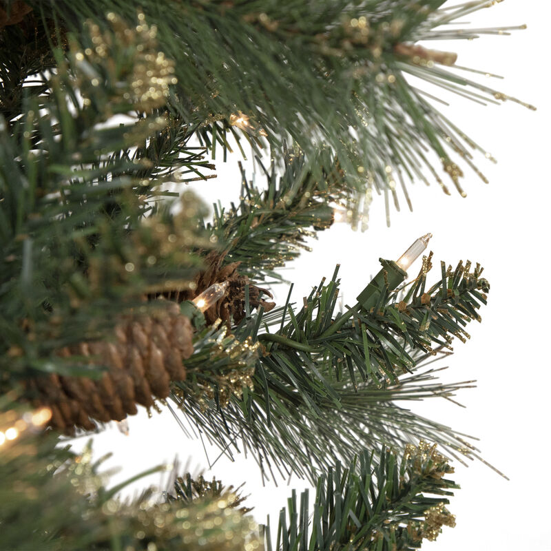 7' Pre-Lit Yorkshire Pine Pencil Artificial Christmas Tree  Clear Lights