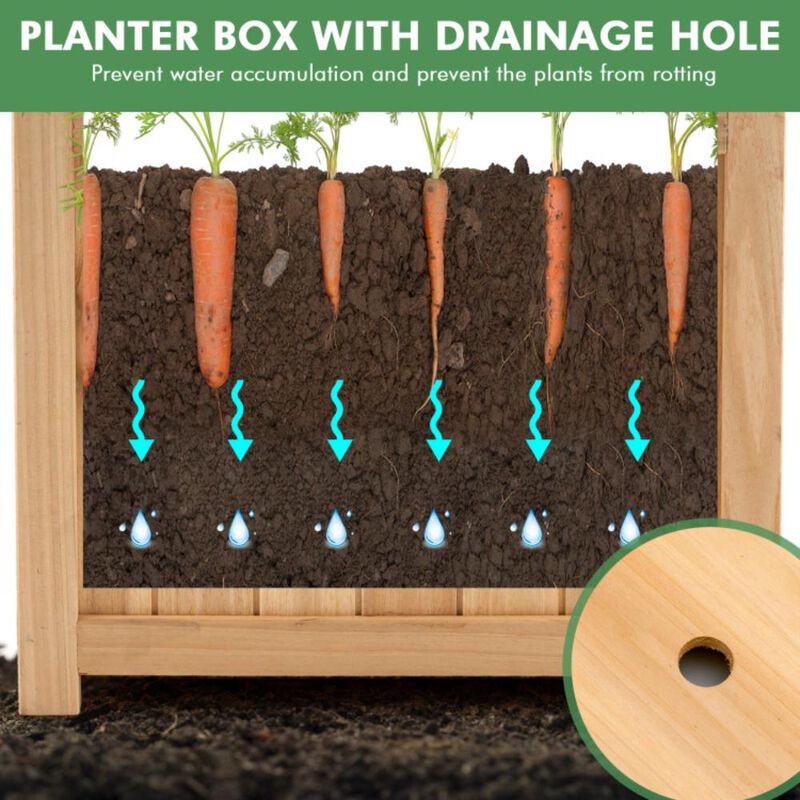 Hivvago Folding Square Fir Wood Raised Garden Bed with Removable Bottom