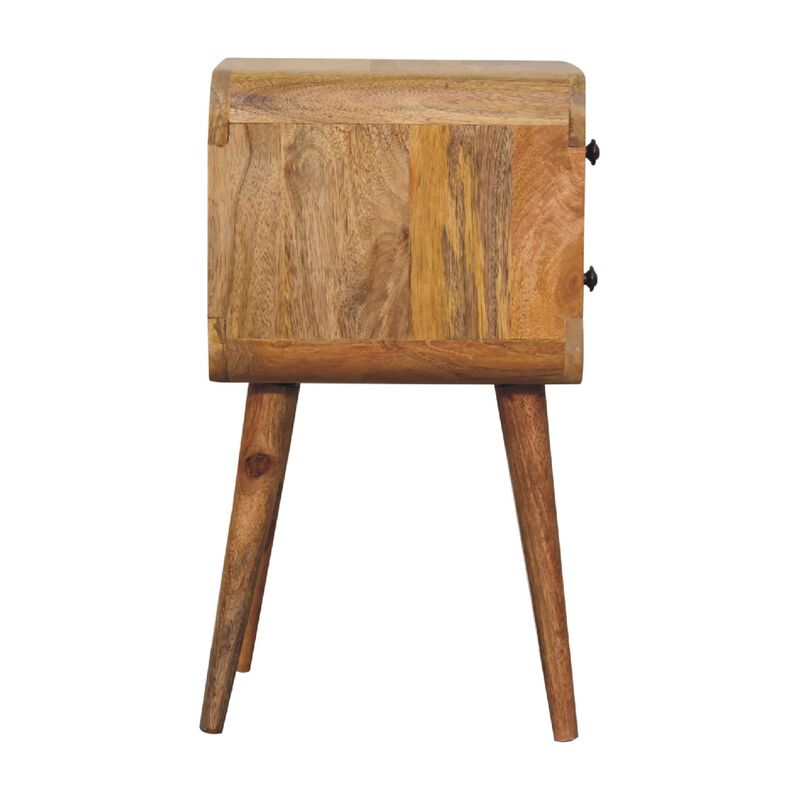 Mini Oak-ish Curved 2 Drawer Nightstand