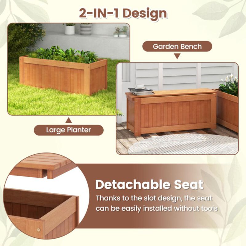 Hivvago Outdoor Plant Container with Seat for Garden Yard Balcony Deck