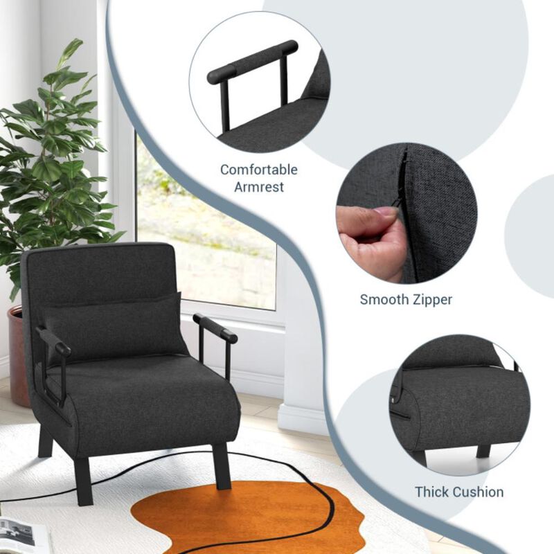 Hivvago Folding 6 Position Convertible Sleeper Bed Armchair Lounge Couch with Pillow
