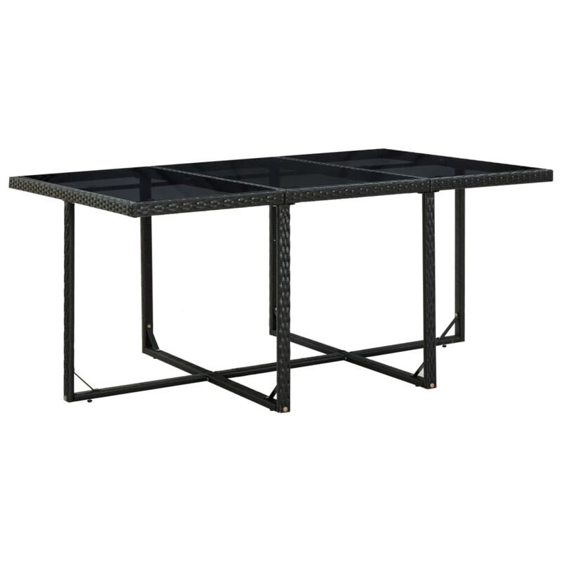 vidaXL 11 Piece Outdoor Dining Set with Cushions Poly Rattan Black