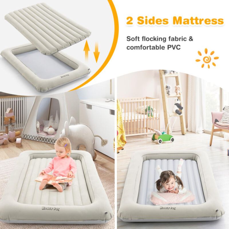 Hivvago 2-in-1 Multi-Purpose Inflatable Toddler Travel Bed Air Mattress Set with Electric Pump