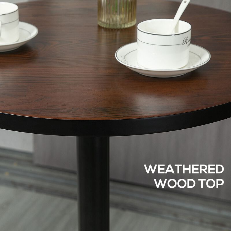 Industrial Chic Table: 42" Bar Height Round with Weathered Wood Top