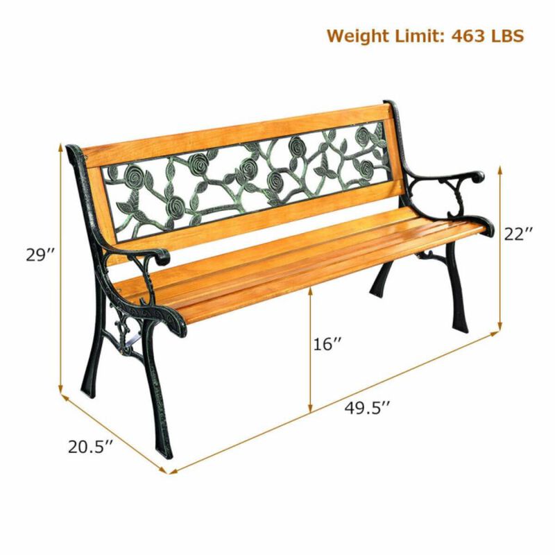 Hivvago 49 1/2 Inch Patio Park Garden Porch Chair Bench