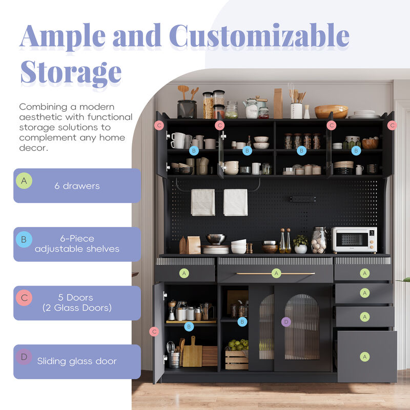 Merax Freestanding  Buffet Large Coffee Bar Storage Cabinet