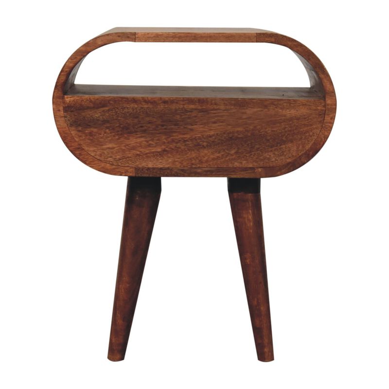Artisan Furniture Solid Wood Honey Caramel Circular Bedside with Open Slot