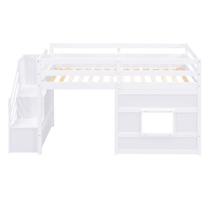 Merax Loft Bed with Storage Staircase