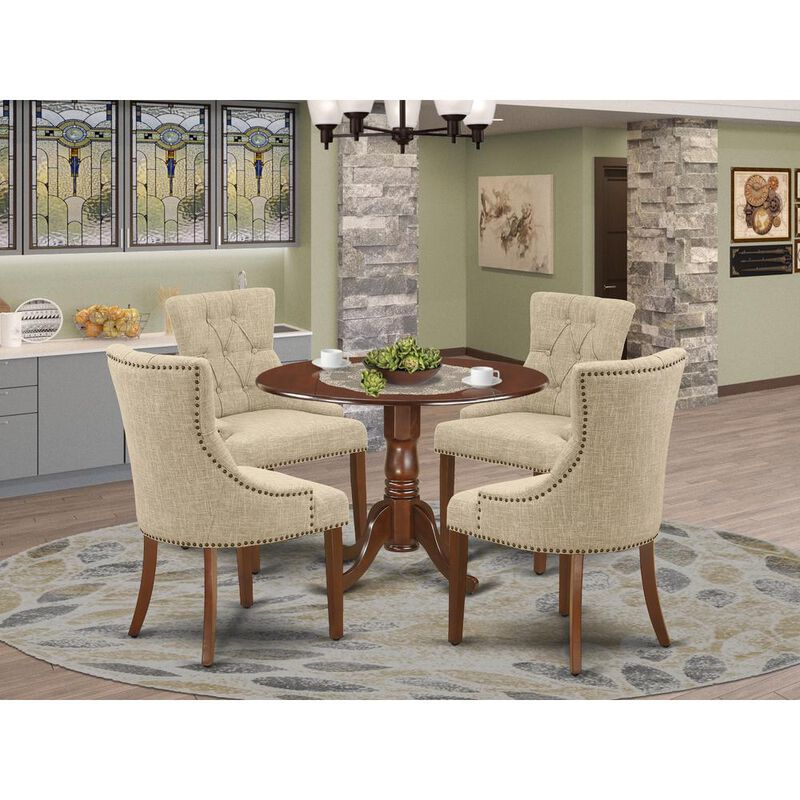 East West Furniture Dining Room Set Mahogany, DLFR5-MAH-05