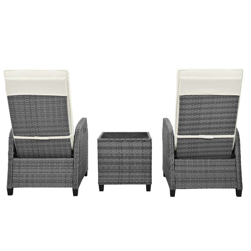 Outdoor Rattan Two-Person Combination With Coffee Tableble, Suitable For Courtyard