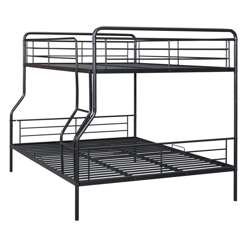 Full XL Over Queen Metal Bunk Bed, Black