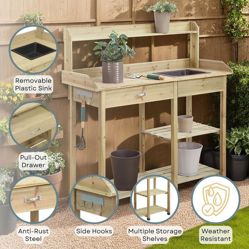 Convience Concept, Inc. Deluxe Potting Bench with Drawer and Shelves